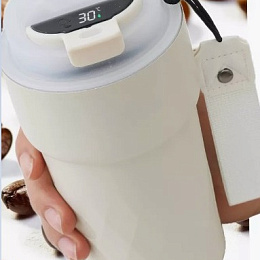 Термостакан с датчиком температуры, бежевый  