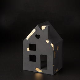 Домик-подсвечник из гипса со свечей на батарейках