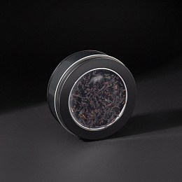 Чай черный с бергамотов в жестяной банке с прозрачной крышкой 