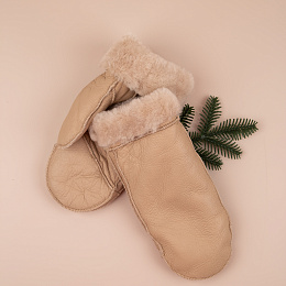 Варежки меховые (размер 8)  бежевые