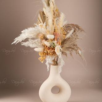 Подарочный набор «Букет из сухоцветов с вазой "Круг"»