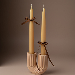 Подсвечник U бежевый (свечи в комплект не входят)